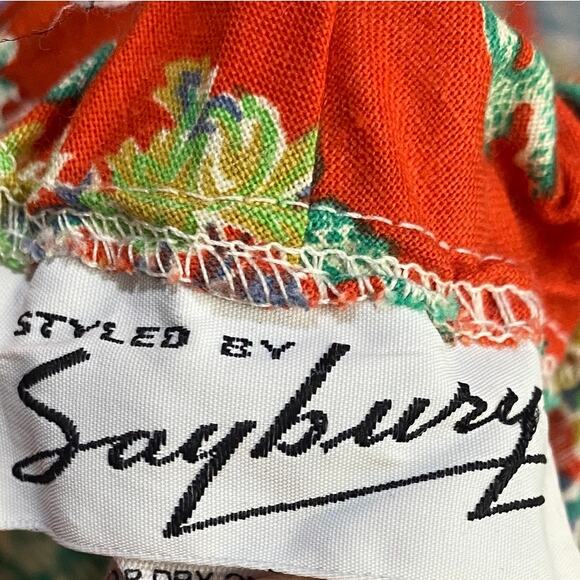 Vintage 70s Striped Maxi Dress Crossback Sleeveless Red Green Gold Womens Small - Picture 7 of 9